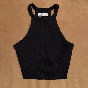Hollister Cropped Halter Tank Black Like New